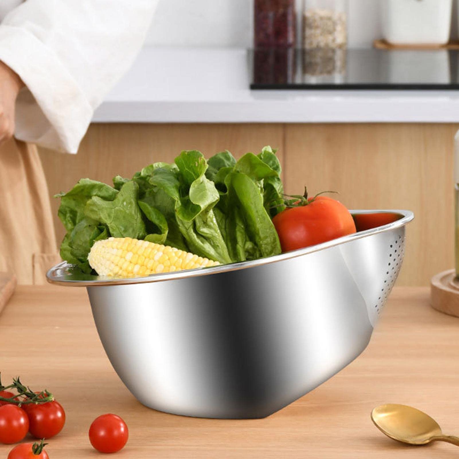 REISHUNGER Bol à Riz Et Passoire à Légumes En Acier Inoxydable Gris - Avec Pied Antidérapant