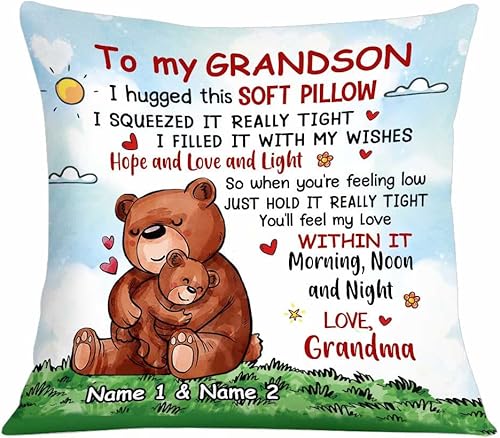 Miniatura 1 de IZI POD Bear Grandson Hug This Pillow, almohada para hija, almohada de nieta, almohada de árbol de silueta de otoño, regalo para mamá, regalo para