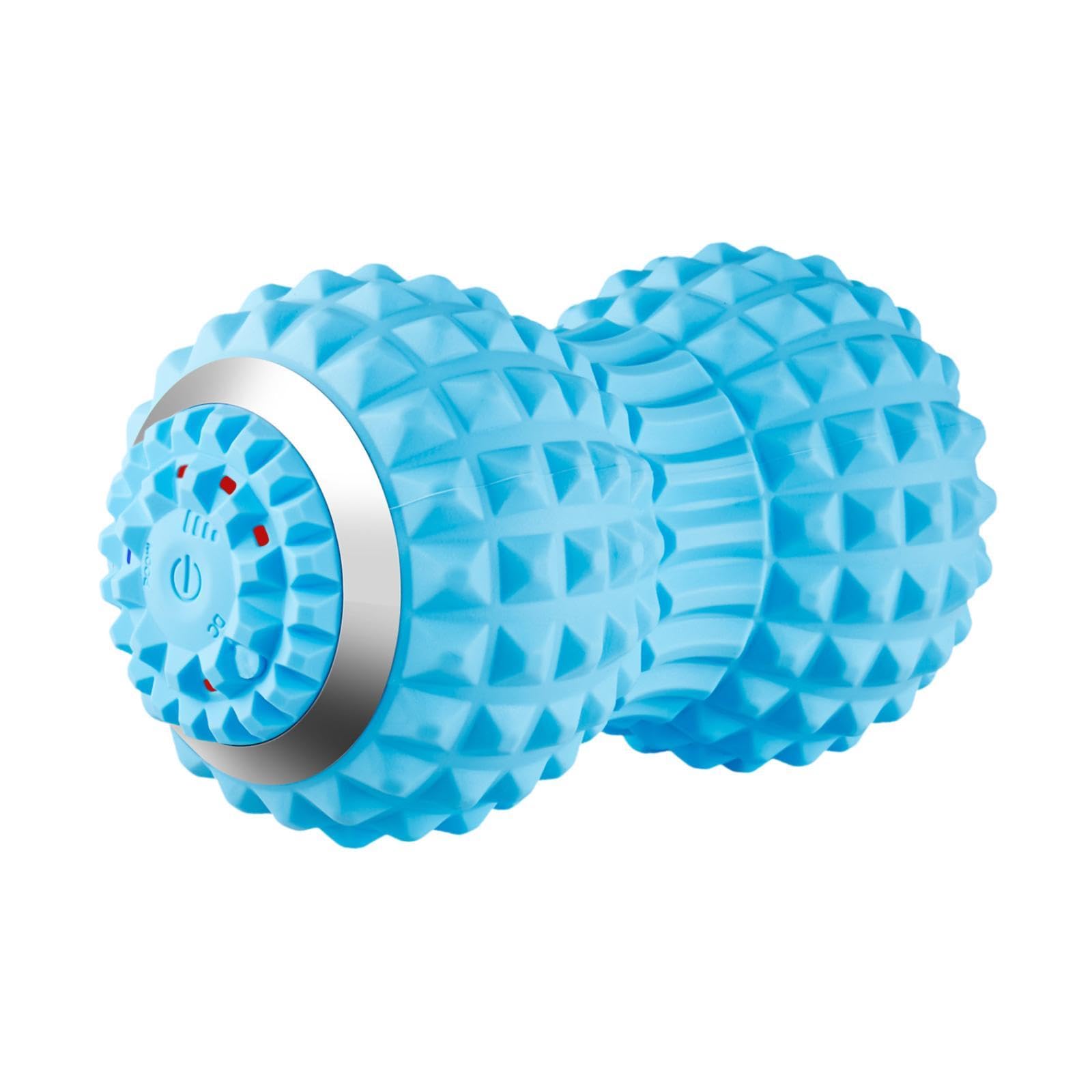Bola de Masaje Vibratoria Profesional Bola de Masaje en Forma de Masajeador de Silicona Portátil Relajante Muscular con Cuatro M, AZUL