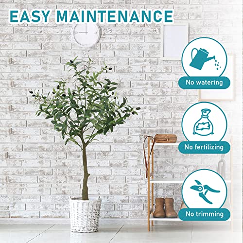 Artificial Olive Tree 3.8Ft (46In) Tall Fake Potted Olive Silk Tree Natural Faux Plants Tree For Indoor Outdoor House Home Office Garden Decor Housewarming Gift #TOP3