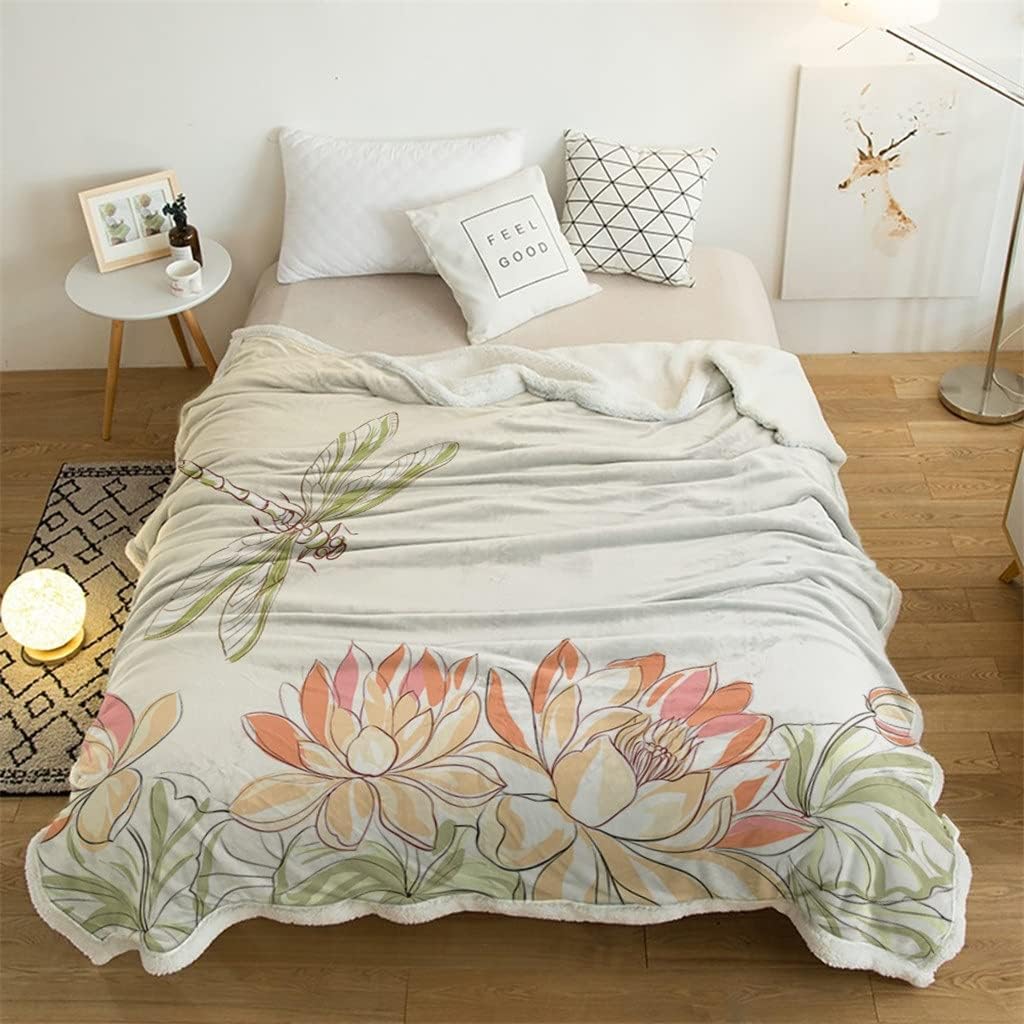 Dragonfly Sherpa Blanket Thick Velvet Flannel Bedspreads Office Nap Throw Sofa Cover Bedding