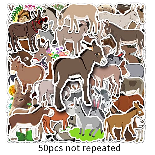 Donkey Stickers 50 Pcs Waterproof Cute Animal Stickers for Laptop Hydro Flask Water Bottle Motorcycle Bicycle Skateboard Luggage,Vinyl Cartoon Funny Donkey Sticker for Teens Adults Girls - Image 2