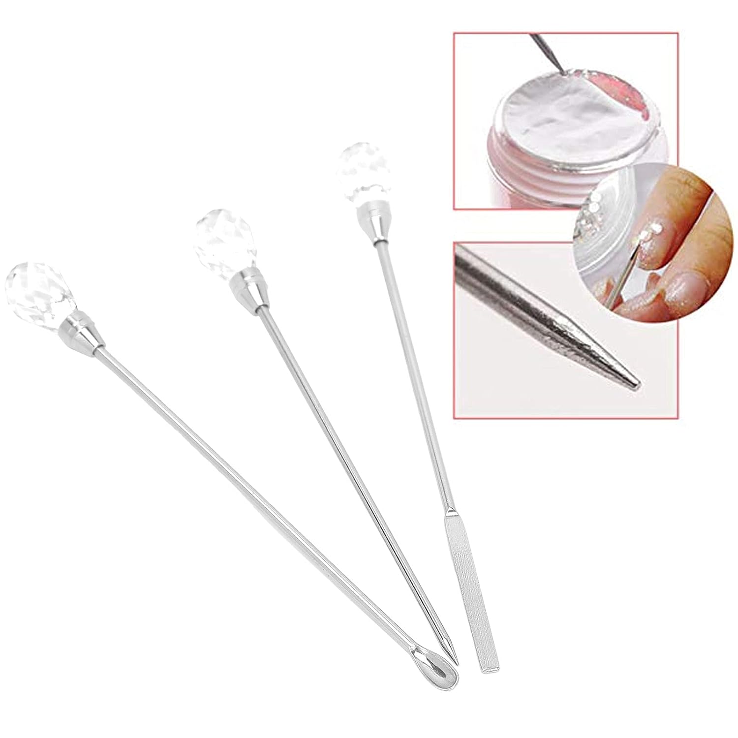 3Pcs Professional Nail Art Stirring Rod Spatula Set Stainless Steel DIY Tools for Nail Art Mixing & Decoration – Easy to Use, Portable, and Ergonomic Design