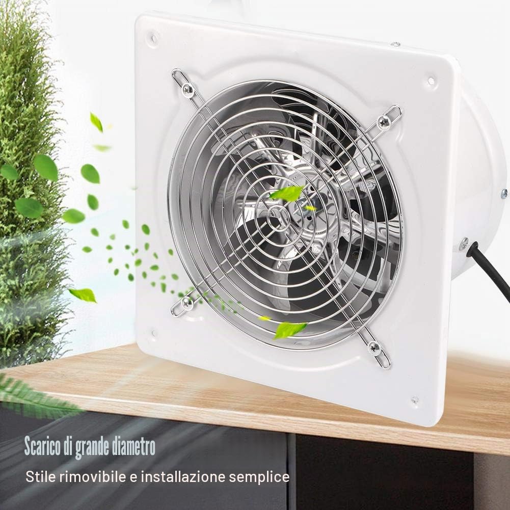 Ventilatore di Estrazione 18 cm, 220V 50W, Aspiratore Silenzioso per Bagno e Officina, Montaggio a Finestra o Parete
