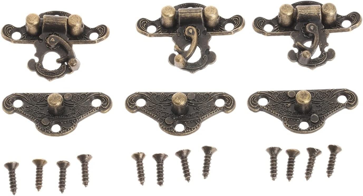 Antieke Vintage Lock Sluiting Rechts Klink Haak, LBTODH 4 Pack Zinklegering Haak Latch Swing Arm Latch Plated voor Sieraden Doos Kast Gereedschapskist Koffer met Montageschroeven (Rood Brons