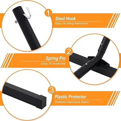 Miniatura 3 de Lazy Daze Hammocks Hamaca portátil de acero resistente de 15 pies con ganchos y cadenas para exteriores, patio, patio trasero, capacidad de 450