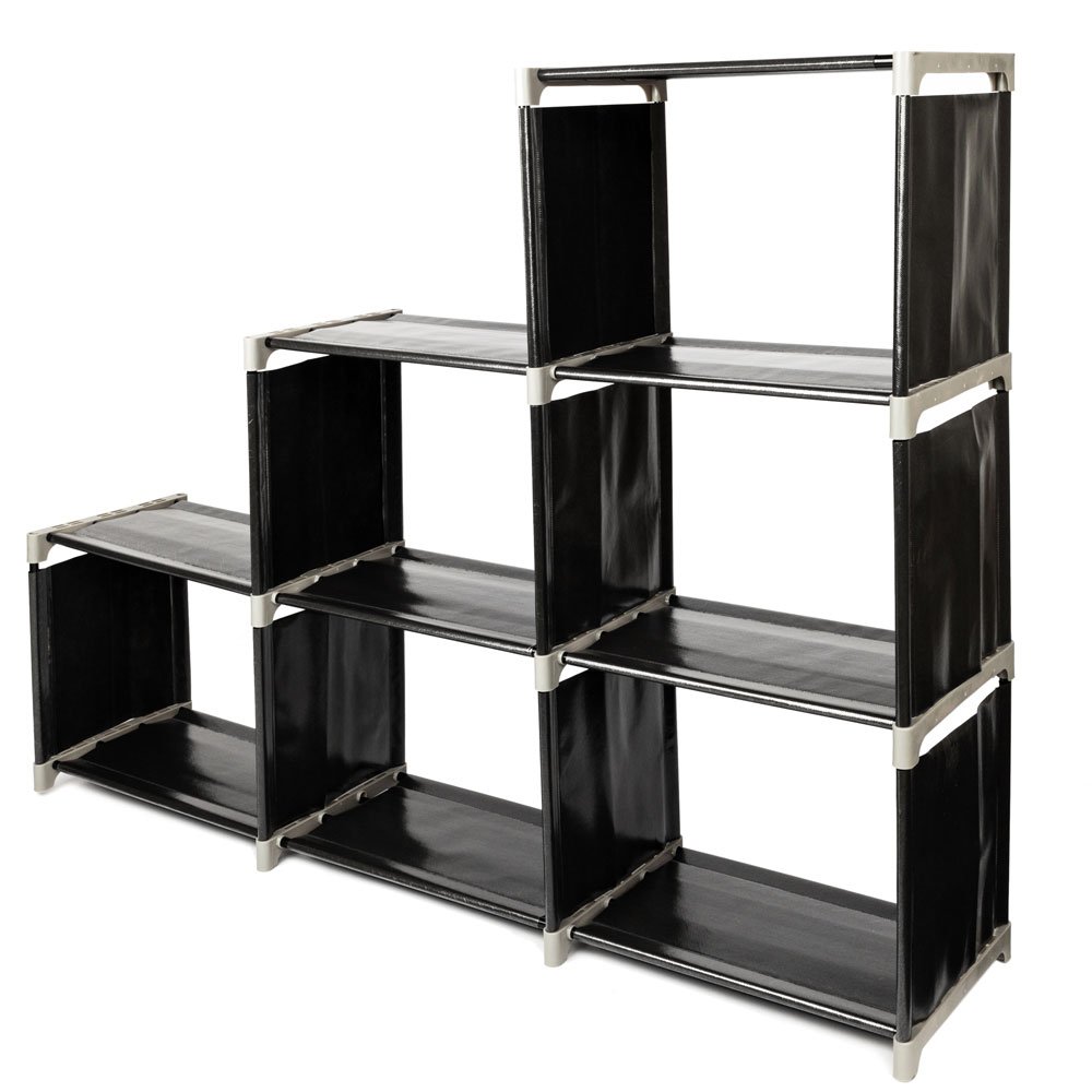 UHMei Multifunctional Assembled 3 Tier 6/9 Compartment Storage Shelves Closet Organizer Shelf 9 Cubes Bookcase Bookshelf Clothes Cabinets Storage Black (3-6)