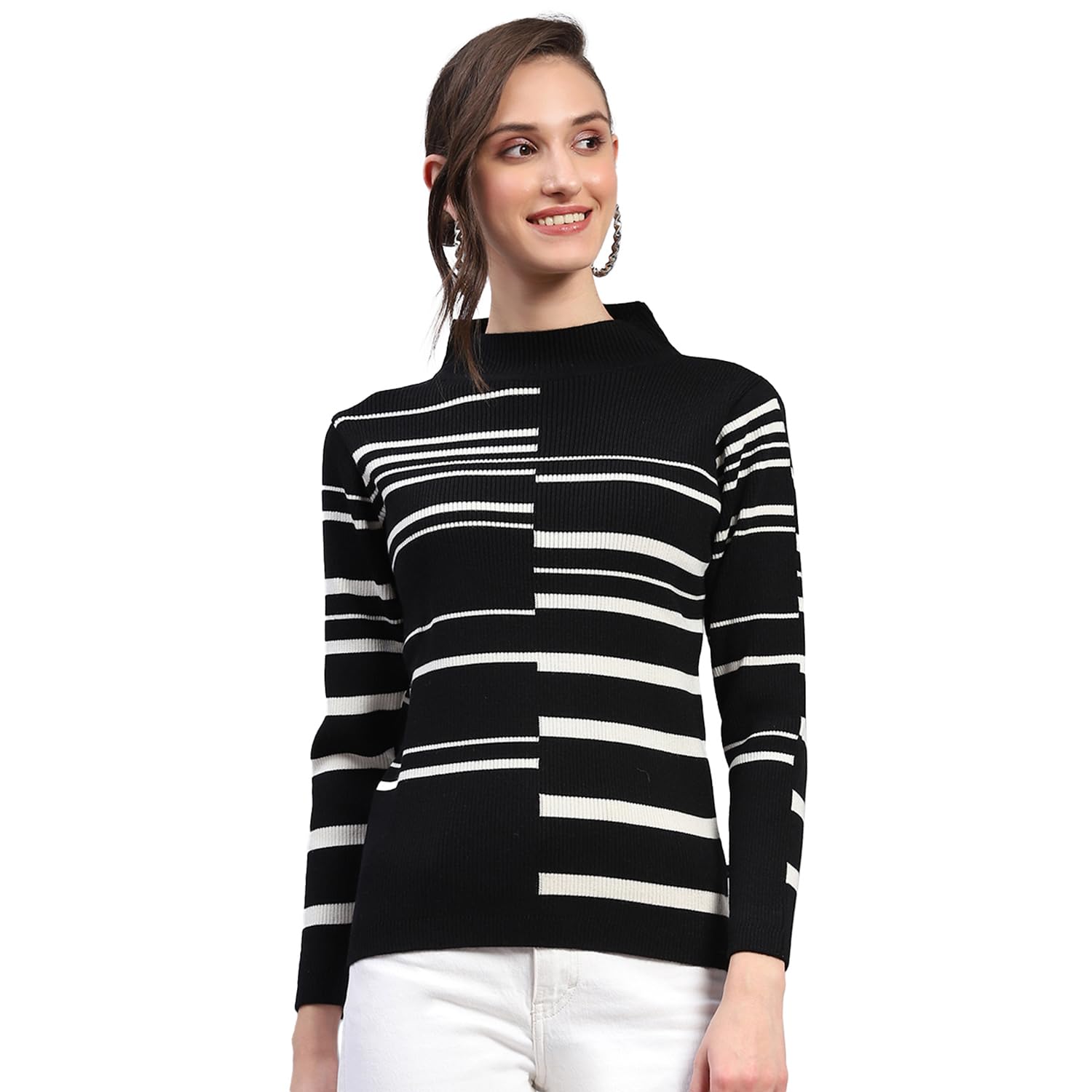 monte carlo Womens Self Design Band Neck Full Sleeve Top (1243718TP)-picture-35