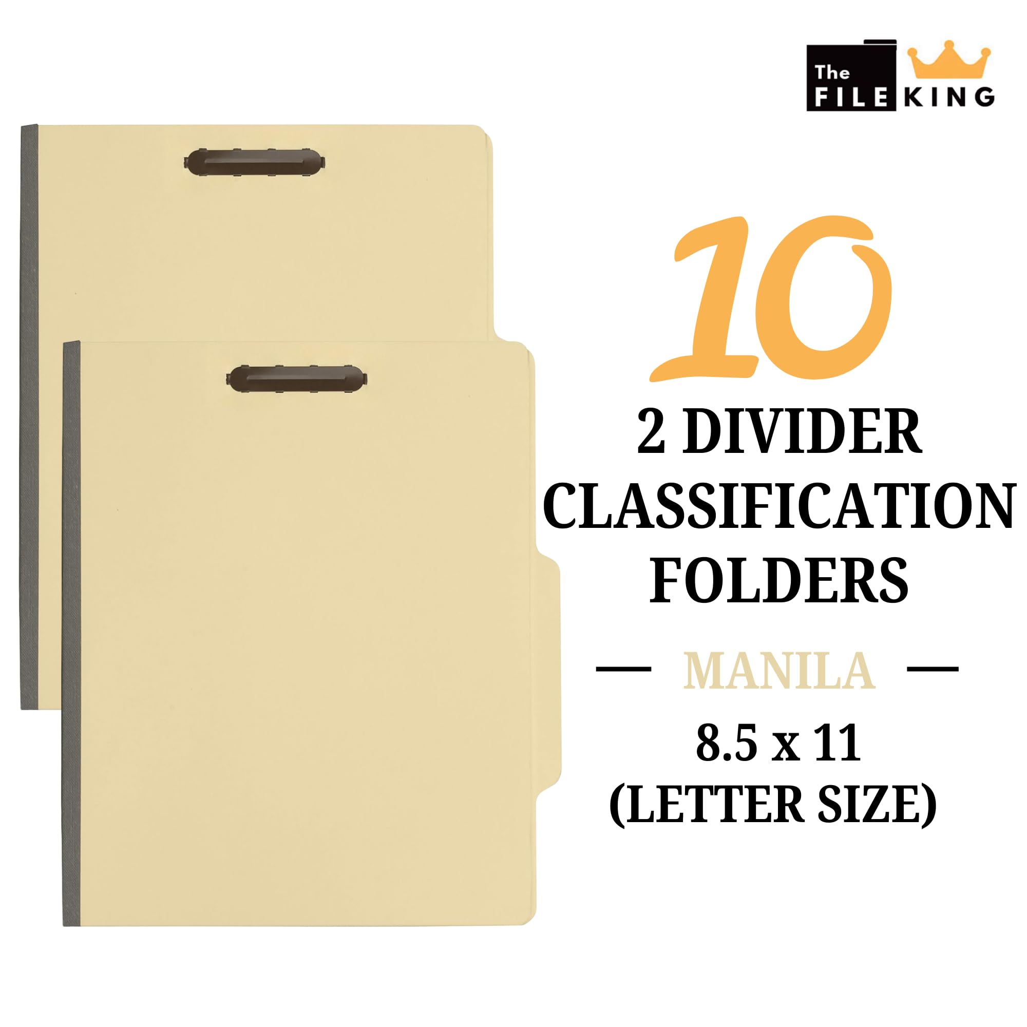 The File King Two Divider Manila Classification File Folder - Letter Size - Image 2
