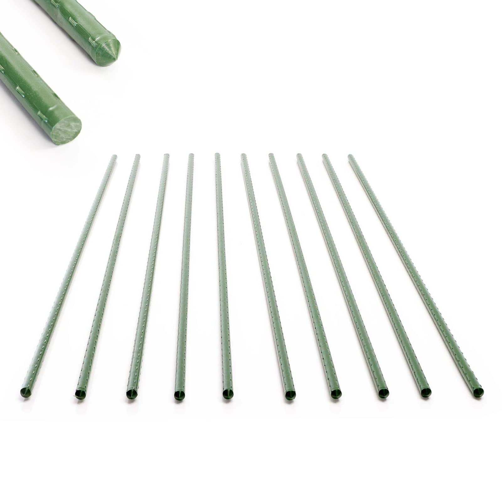 Toboli Lot de 10x Tuteurs Plantes – Ø 11 x 1500 mm – en Vert – en Métal – Support de Légumes Fleurs grimpantes – Piquets Attache Tomates – Roses, Vigne