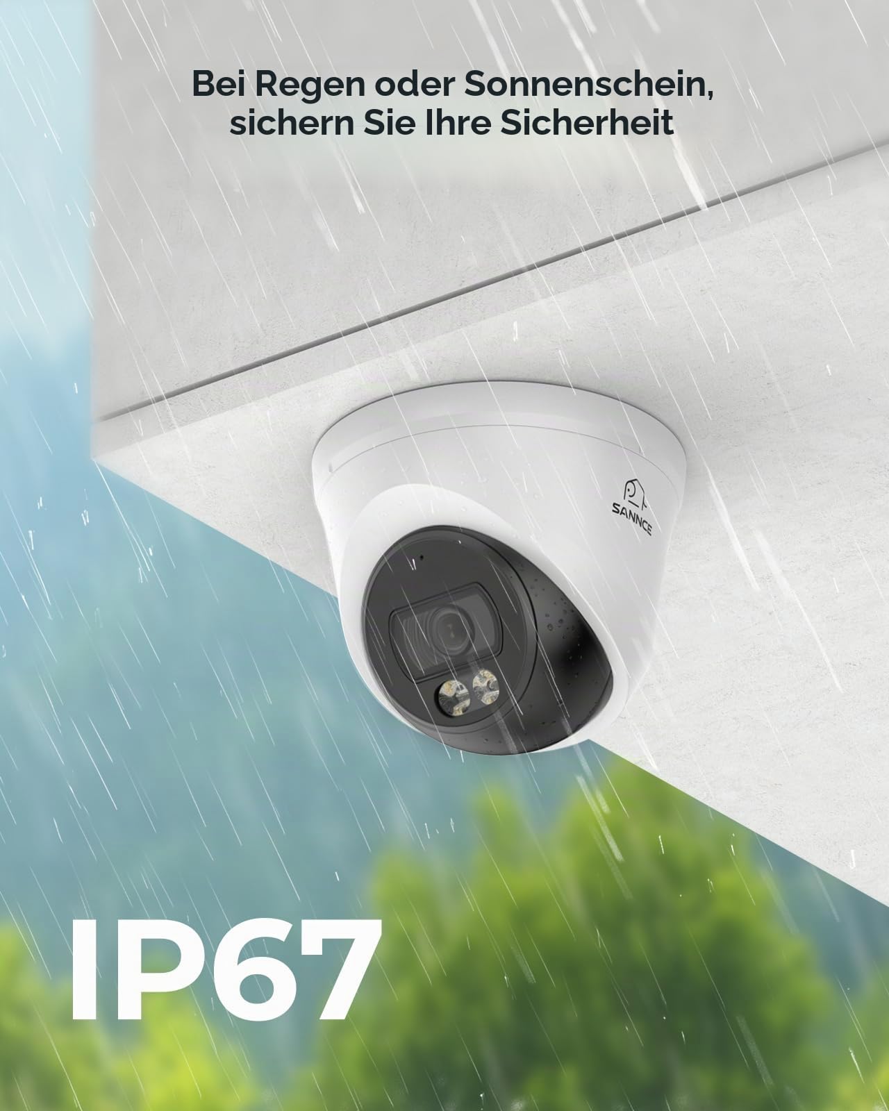 SANNCE 2K PoE Überwachungskamera Aussen Set 8-Kanal 6MP NVR 4 x 3MP Farbige Nachtsicht IP Dome Poe Kamera Outdoor ohne Festplatte, mit Audio, Personen-/Fahrzeugerkennung, APP Alarm, IP67 Wetterfest