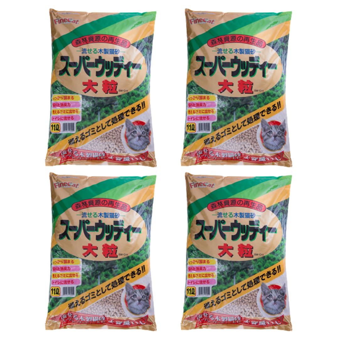常陸化工 ファインキャット スーパーウッディー 大粒 11L×4袋セット
