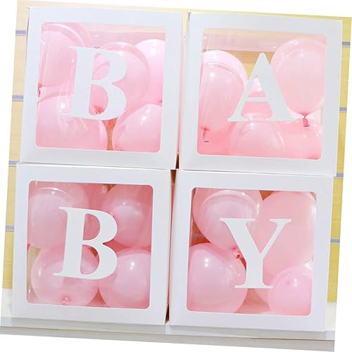 Miniatura 4 de Caja de 4 piezas de decoración de baby shower, bloques transparentes para caja decorativa transparente, cajas de fiesta de bebé, cajas de baby