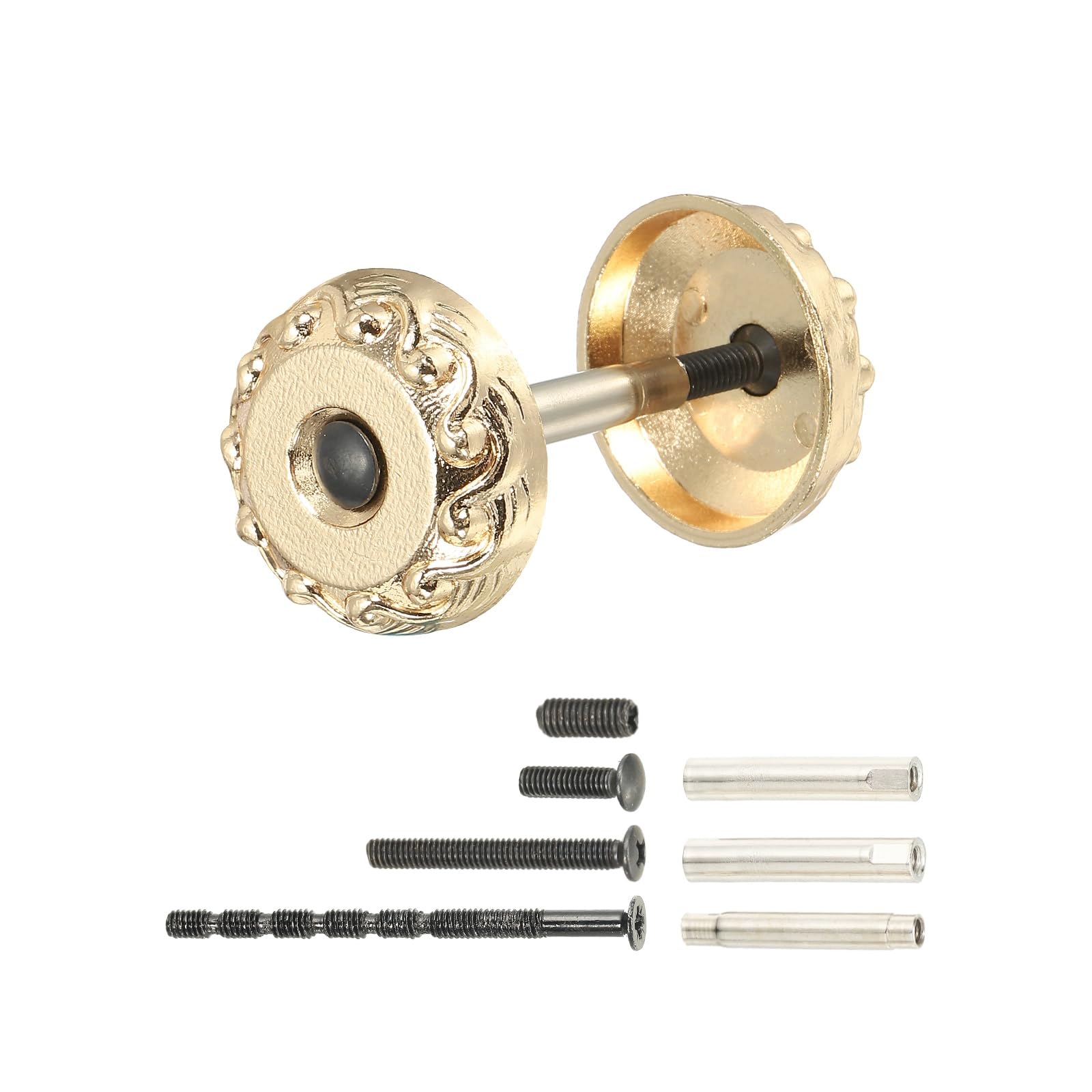PATIKIL Door Hole Cover Plate 1-3/16 Inch Zinc Alloy Vintage Round Deadbolt Knob Hole Repair Cover Fits Doors 1-3/16" to 4-3/4" Thick for Hole Filling Decoration, Gold