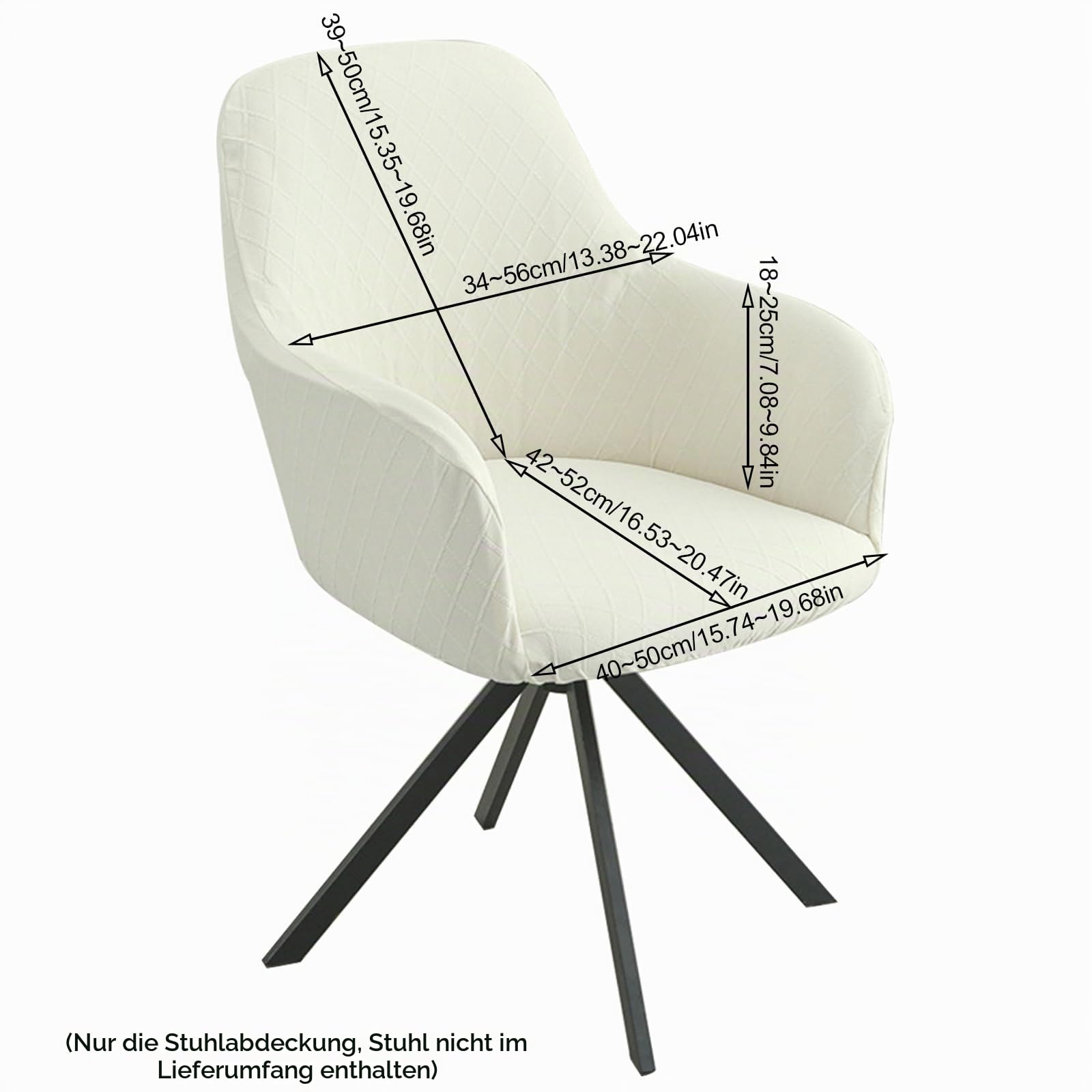 2er/4er Stuhlhussen mit Armlehne, Jacquard Stuhlhussen Universal Abnehmbar Stretch Waschbar für Esszimmer Hotel Wohnzimmer Hochzeit Deko (Cremefarben 4er Set)
