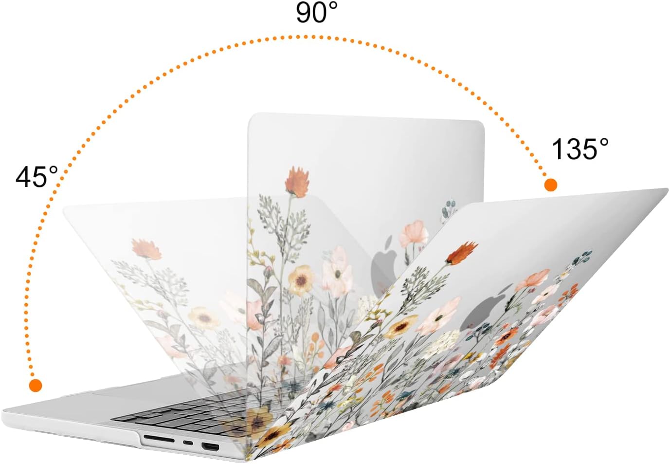 MOSISO Compatible with MacBook Pro 14 inch Case M5 M4 M3 M2 M1 2026-2021 A3427 A3426 A3434 A3112 A3185 A3401 A2918 A2992 A2779 A2442, Garden Flowers Shell Case&Keyboard Cover&Screen Film, Transparent