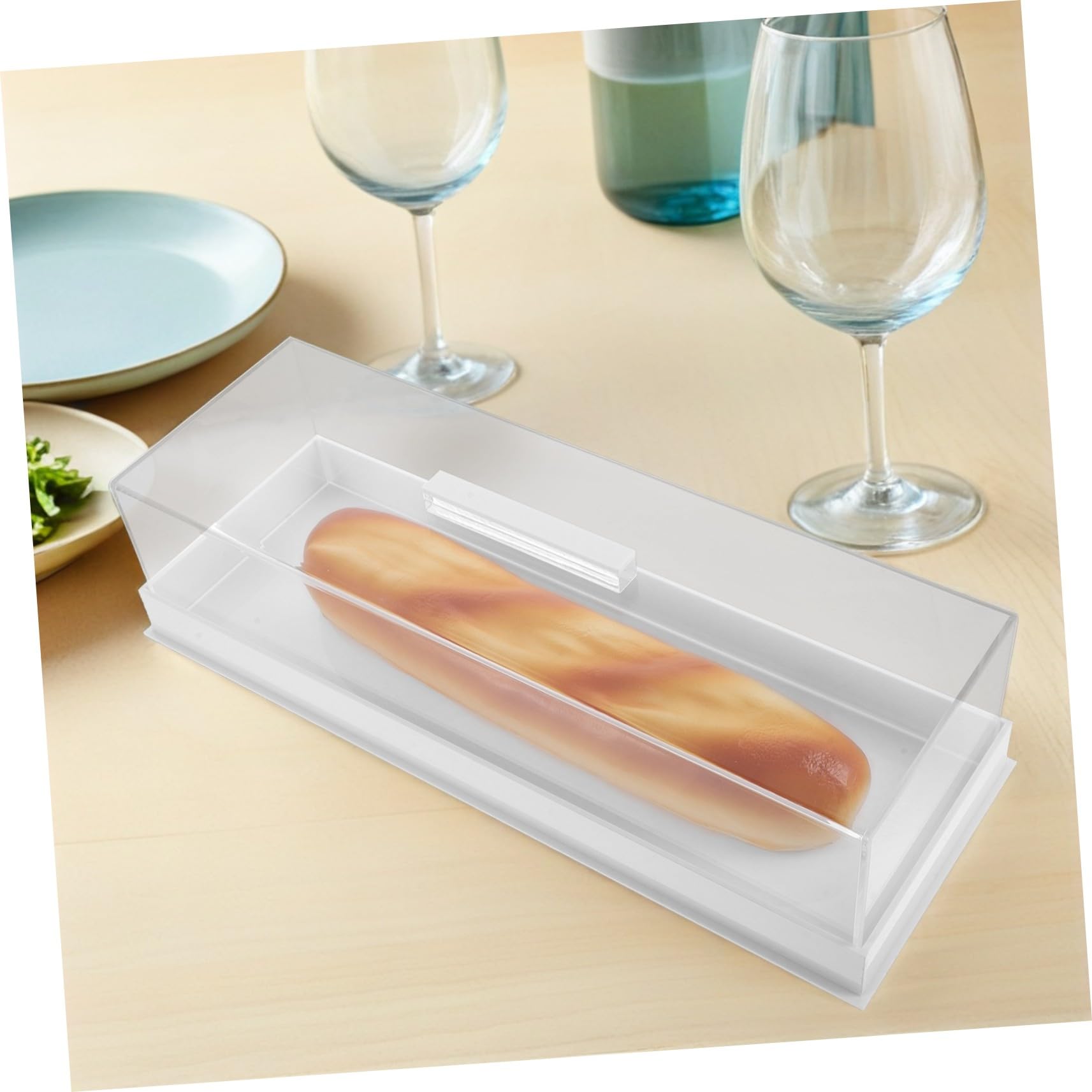 Caja de Presentación Rectangular de Acrílico para Pasteles con Tapa Bandeja de Pan para Panadería Cafetería y Hogar Soporte de Postre Transparente