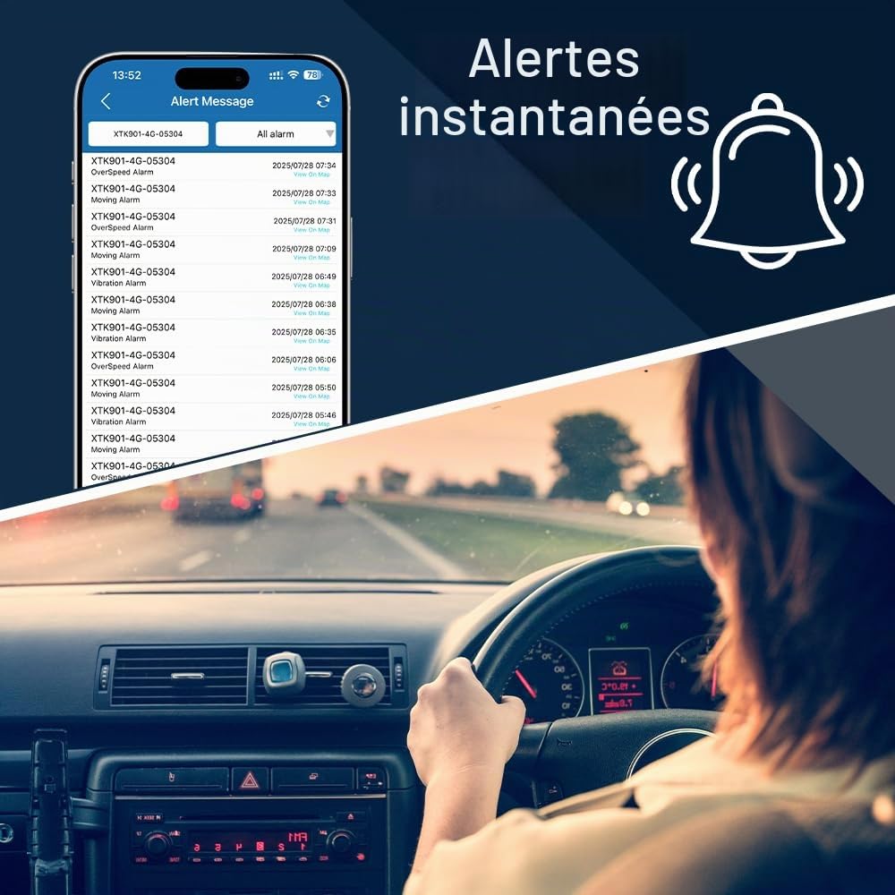 4G Tracker GPS Voiture Aimanté Traceur GPS Étanche Suivi en Temps Réel Traqueur Pas de Distance Limite Positionnement SMS APP pour Android/iOS sans Abonnement TK915