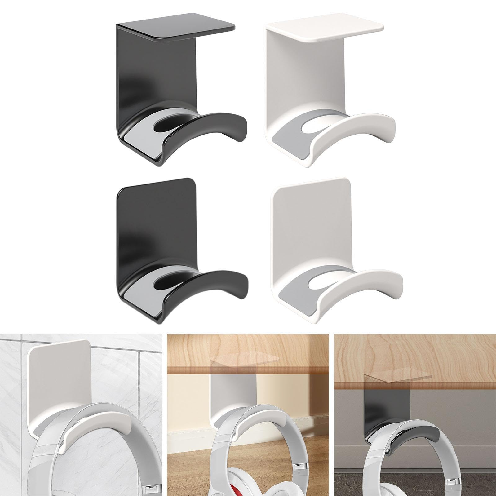 TRENDIVIBE Headphone Hanger Stand Holder DJ PC Gaming Accessories Adhesive Headset Hook Black with Flat Top-image-14
