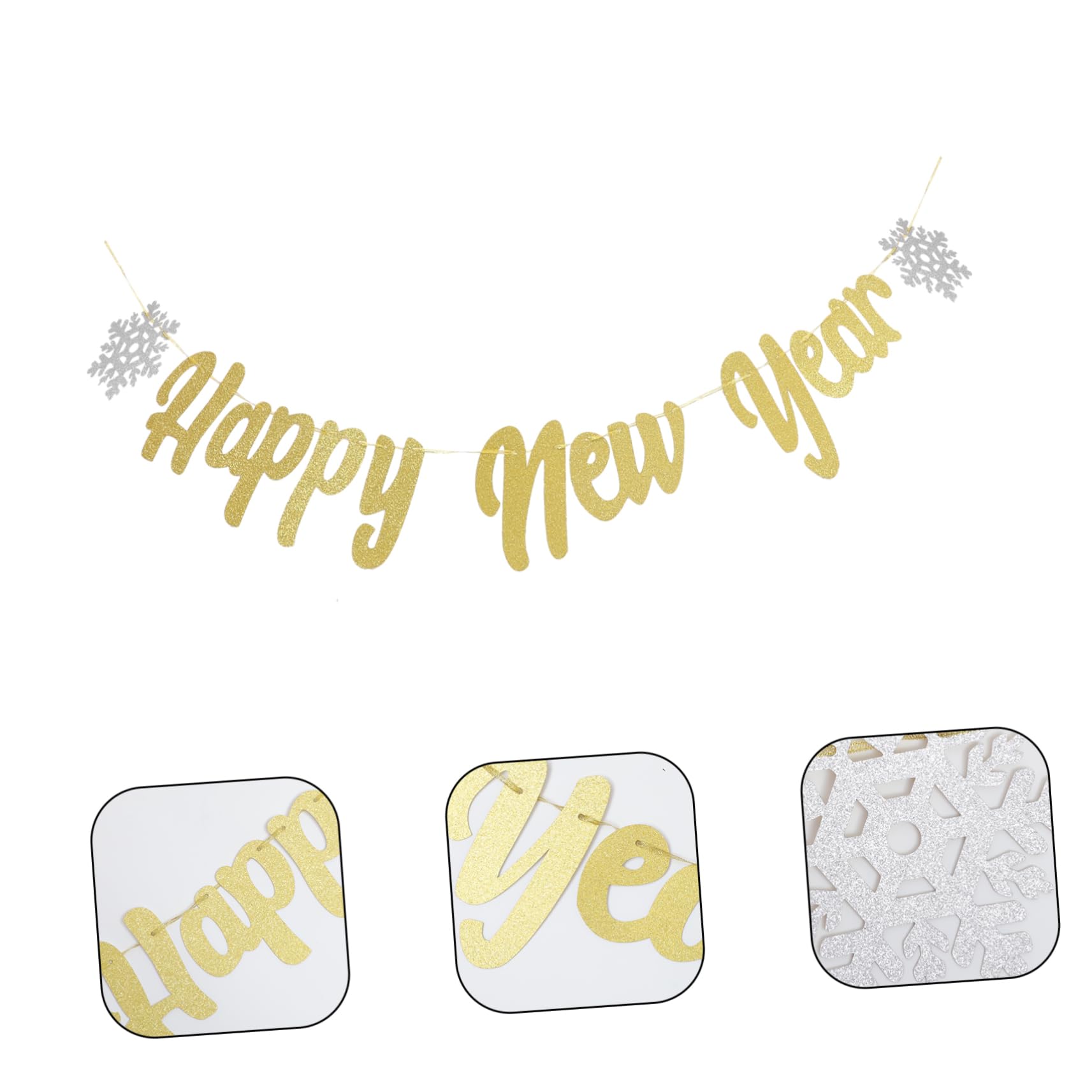 BRIGHTFUFU Happy New Year Banner New Year Decorative Flag Party Decorations Home Supplies Photo Prop for Celebration