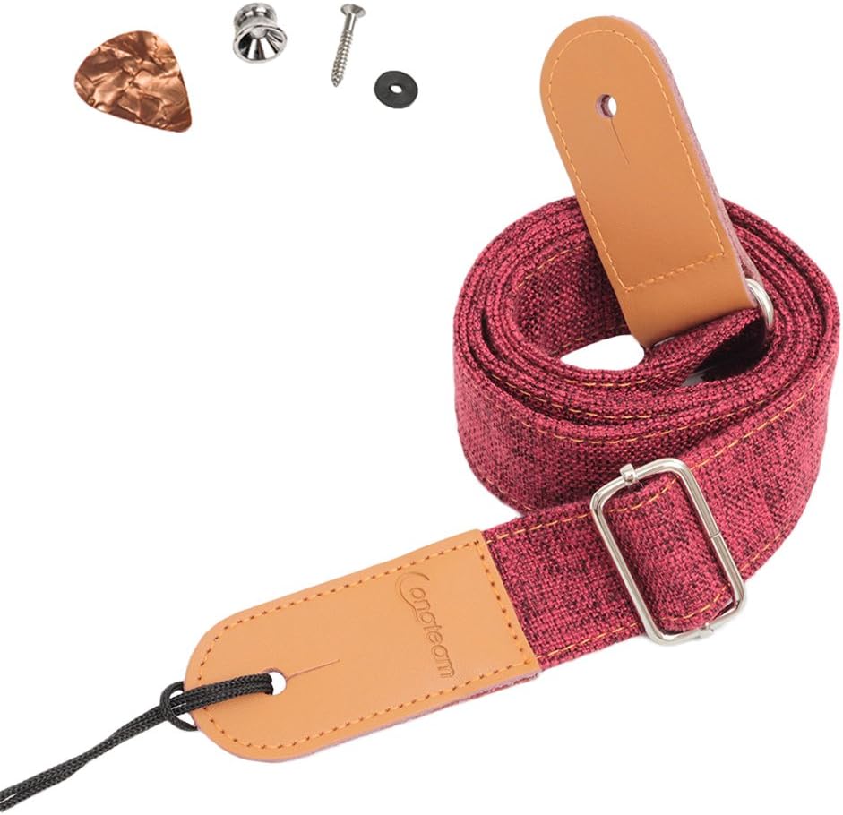 Linen Style Adjustable Genuine Uke Leather Metal Hook Ukulele Strap Strong Back Straps