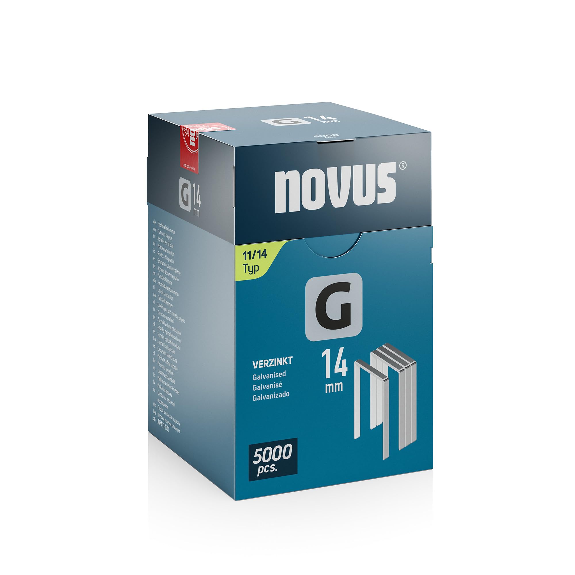 NOVUS TOOLS 14mm Flat Wire Staples, 5000 Type 11/14, Gray, Bulk Pack for Films, Cardboard, Hammer Tackers