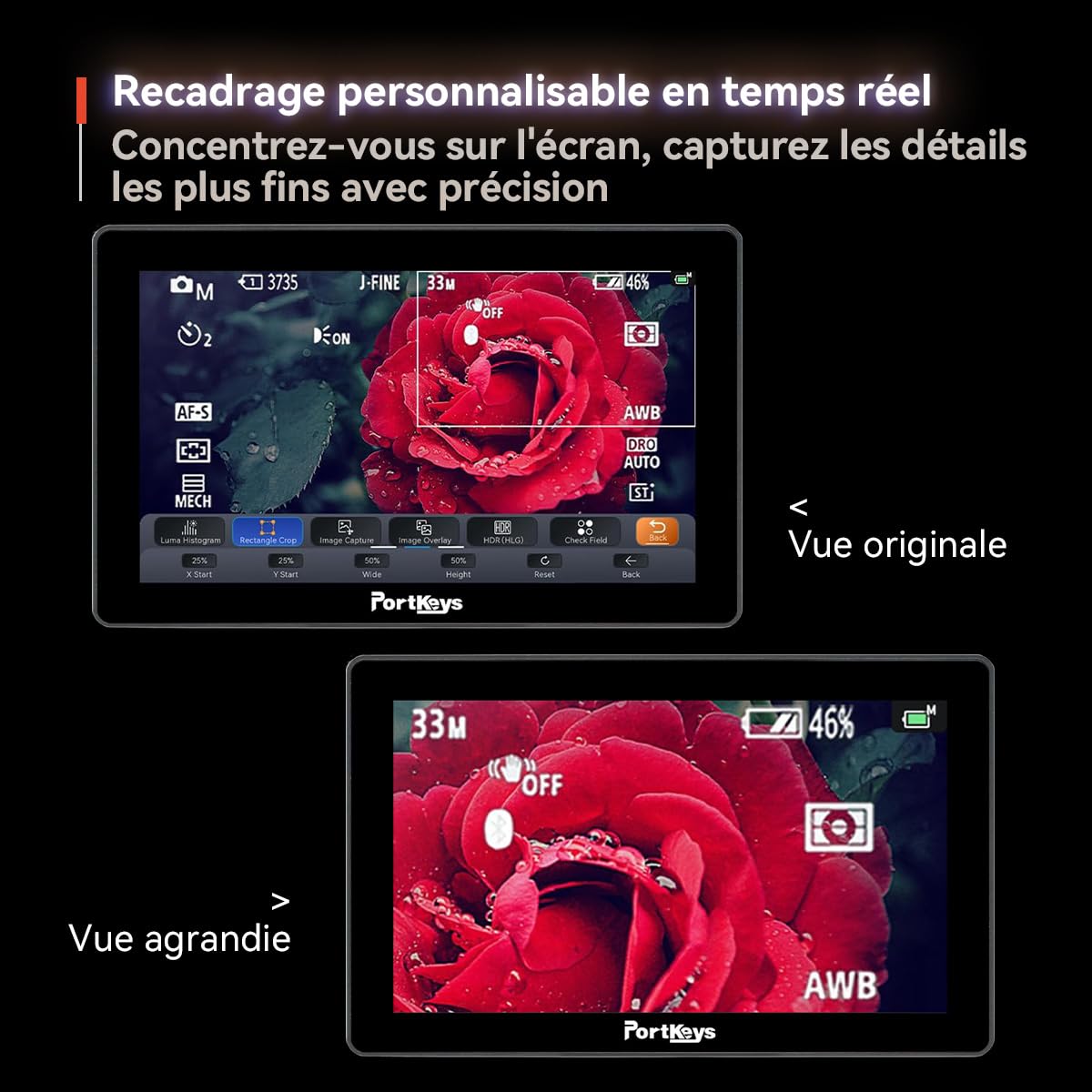 Portkeys LH5P II Moniteur Caméra 2000nit Écran 5,5" Tactile Contrôle Caméra Cadre en métal Bluetooth Compatible avec FX3, A7S III, ZV-E10, R5, R6, C70, BGH1, GH6, BMPCC 4K/6K, Z CAM E2