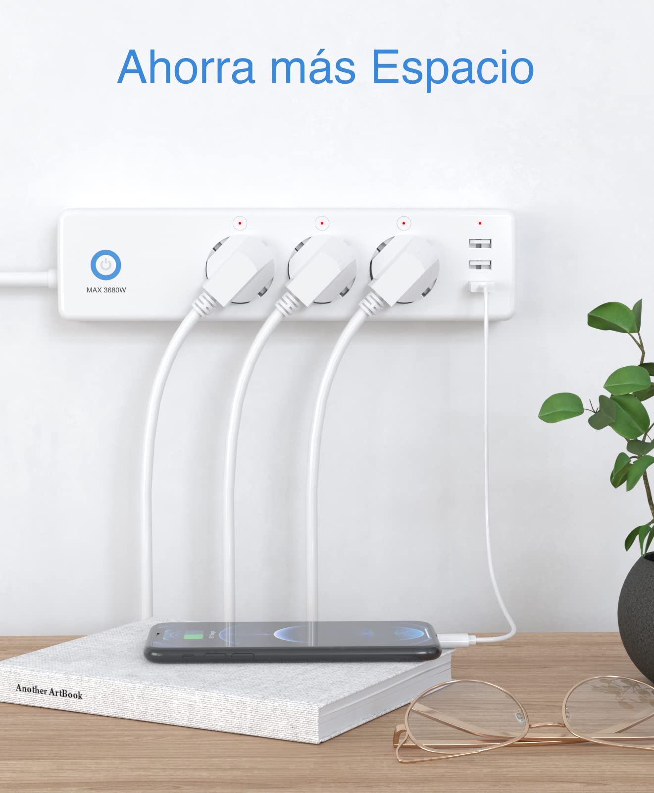 GHome Smart Inteligentna listwa zasilająca Alexa z 3 gniazdami i 3 USB, programowalna listwa zasilająca WiFi z monitorowaniem zużycia, funkcja Smart Plug Timer, kompatybilna z Alexa i Google Home, 1,5
