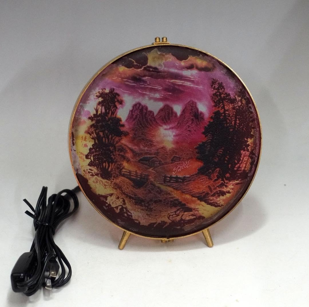 エミールガレ　山景紋 プレート 卓上照明　スタンド　技法カメオ彫 被せガラス エミールガレ 山景紋 プレート 卓上照明 スタンド 技法カメオ彫 被せガラス