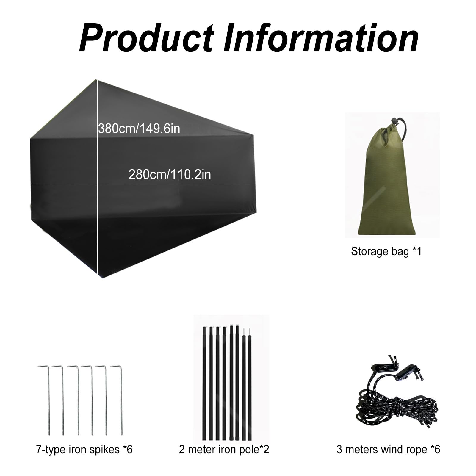 Universal Auto Markise, Sonnenschutz Auto Seitenmarkise Camping Markise für Auto, SUV, LKW, Wohnmobilen, 380 X 280 cm