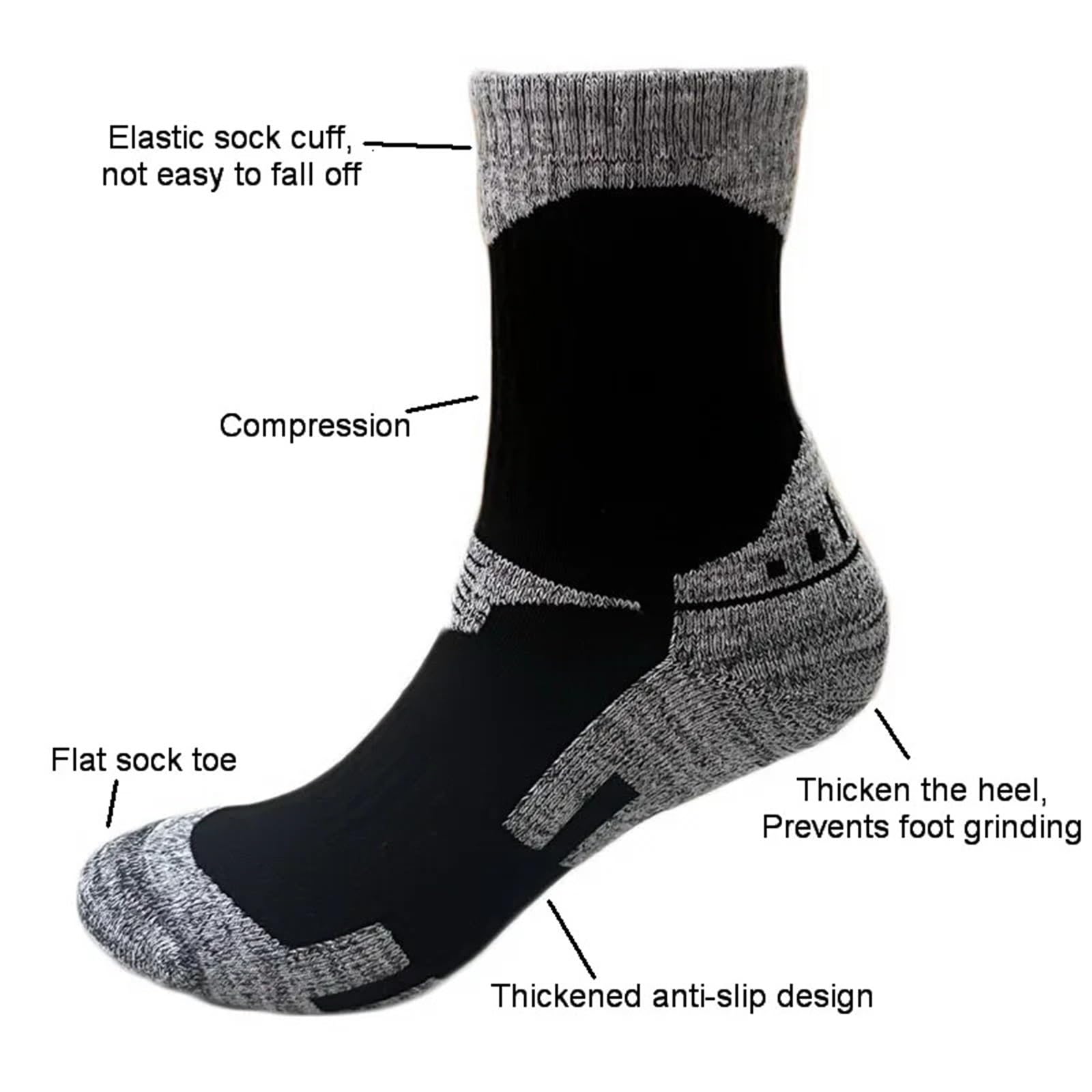 JIANZHONG Skisocken, 3 Paar, dicke Wandersocken, Kompression, rutschfest, Winter, Camping, Thermosocken, warme Sportsocken, Herren und Damen, Trekkingsocken, Snowboard