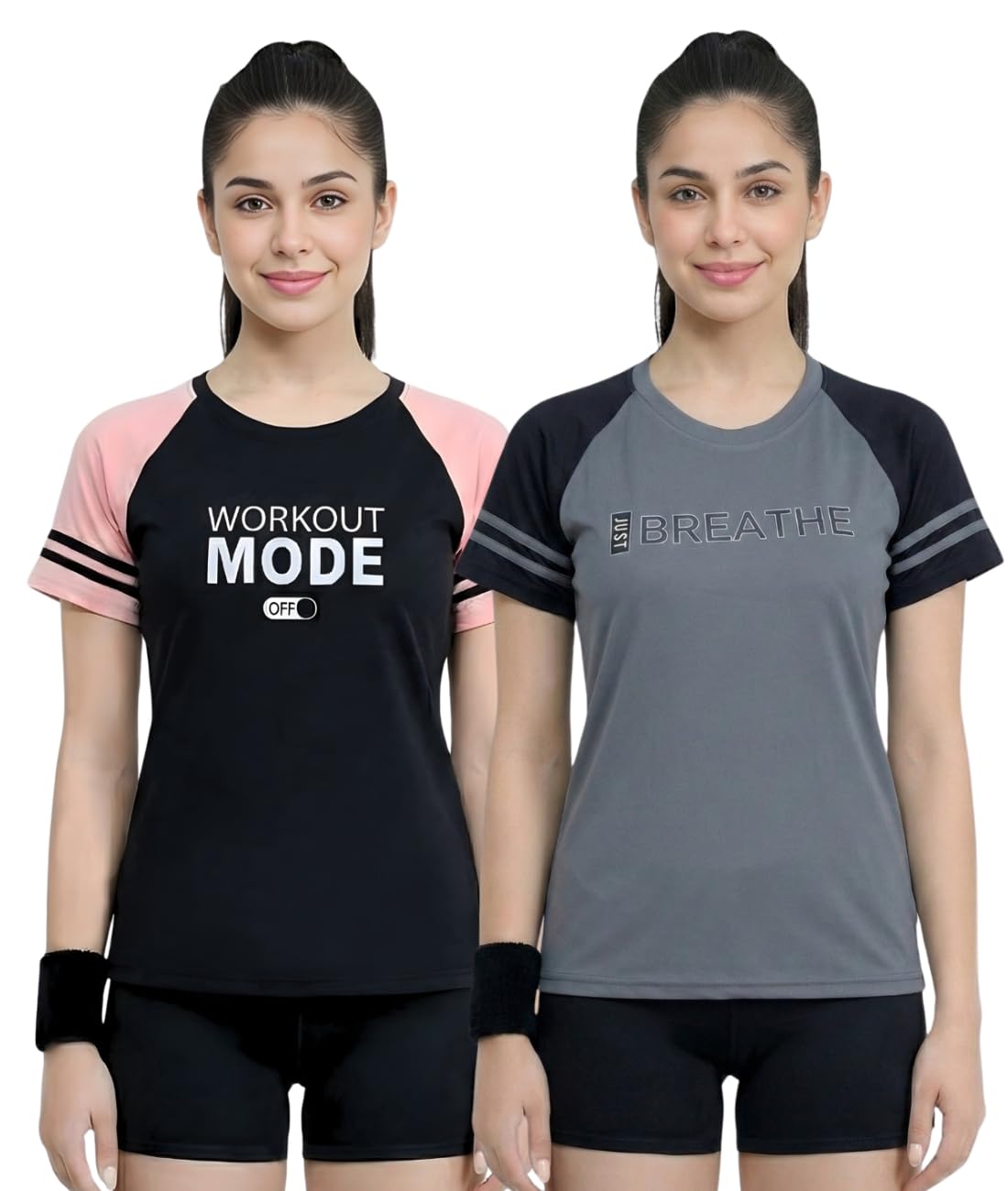 white moon Gym T Shirt for Women Workout, Dry Fit, Quick Dry Running T Shirts (Pack of 2)-picture-29