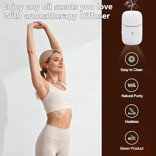 Miniatura 5 de Difusor de aceite esencial sin agua, difusor de aroma de aire, pequeña máquina difusora de aromaterapia con luz nocturna para el baño, sala de