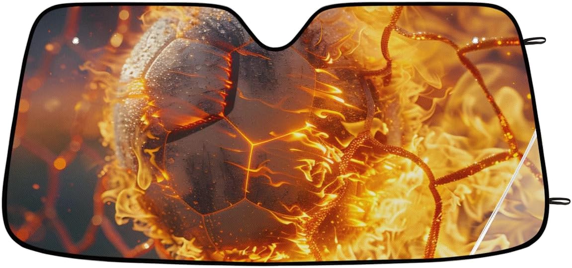 Car Windshield Sunshade,Basketball Fire Windshield Cover,Blocks Heat,Keeps Interior Cool,Universal Fits Cars,SUVs,Trucks,Automotive Sun Screen,Visor Car Accessories for Summer(55x27.5)