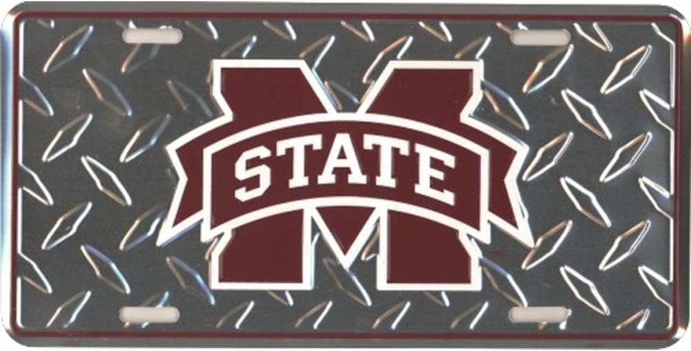 Signs 4 Fun Parody License Plate - MS State Diamond - 12” x 6” Decorative License Plate Wall Decor - Decoration Plate Man Cave + Garage - Made in The USA