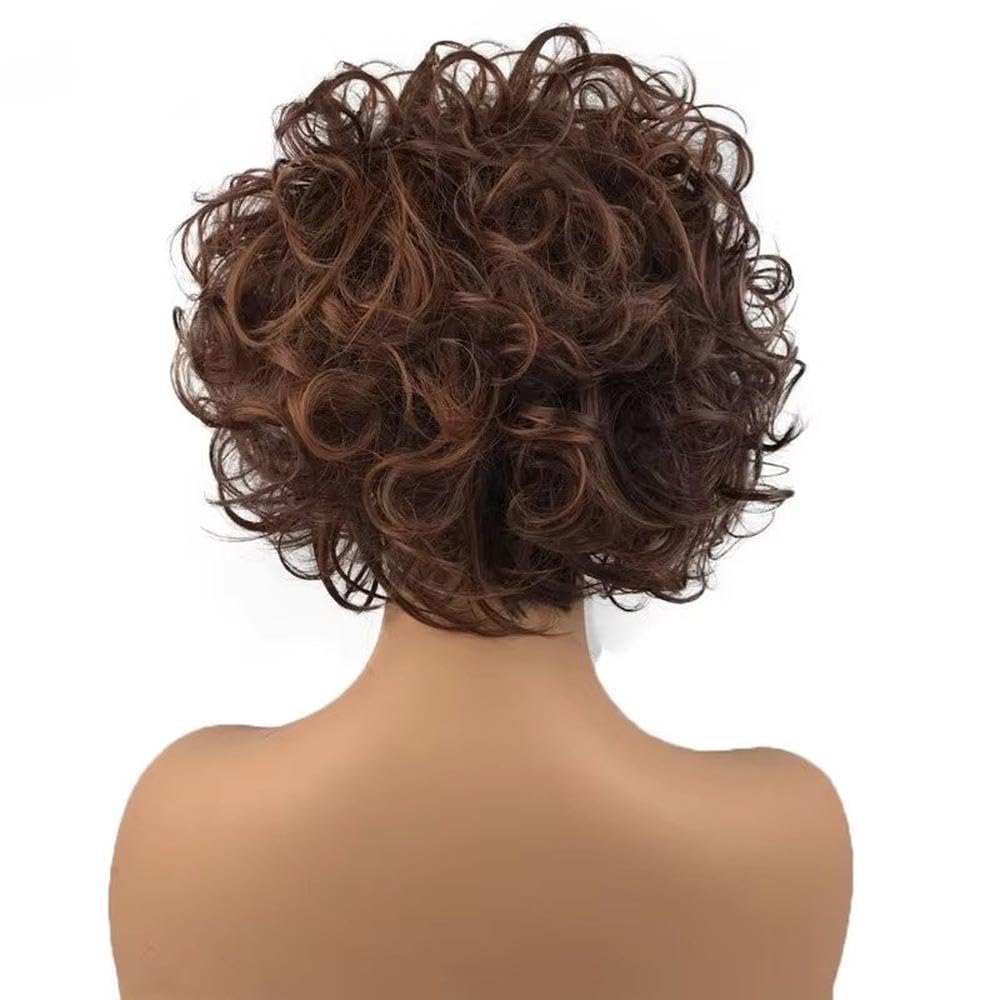 Haarpflege Kurze Lockige Perücke Für Damen Rotbraune Perücke Mit Pony 20,3 Cm