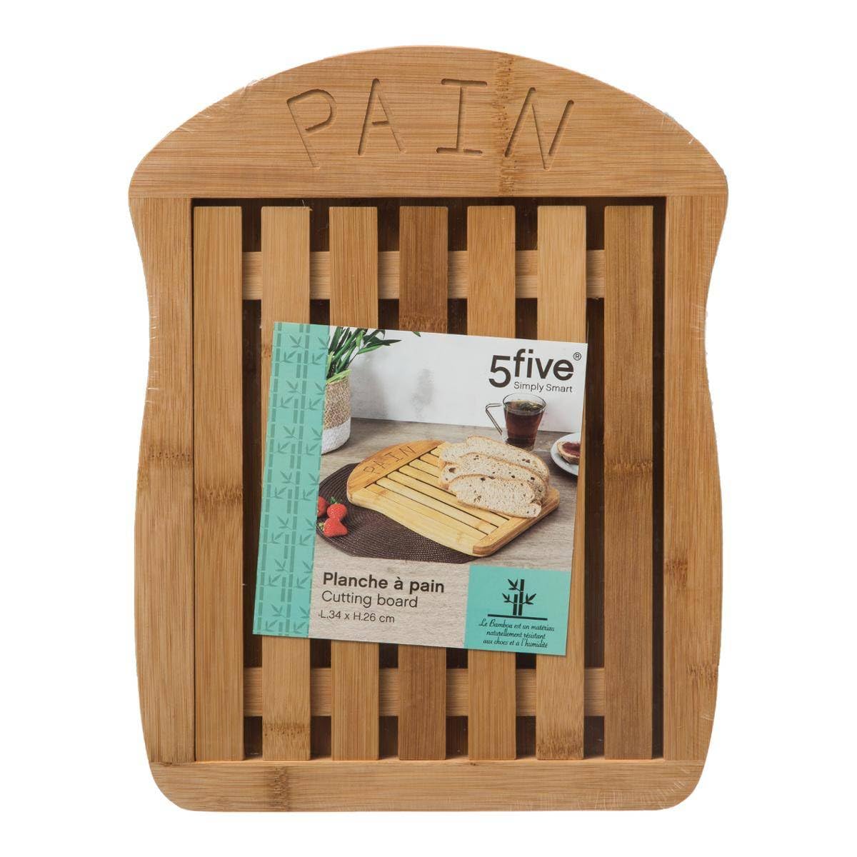 5five - planche à découper à pain 34x26cm bambou : Amazon.fr