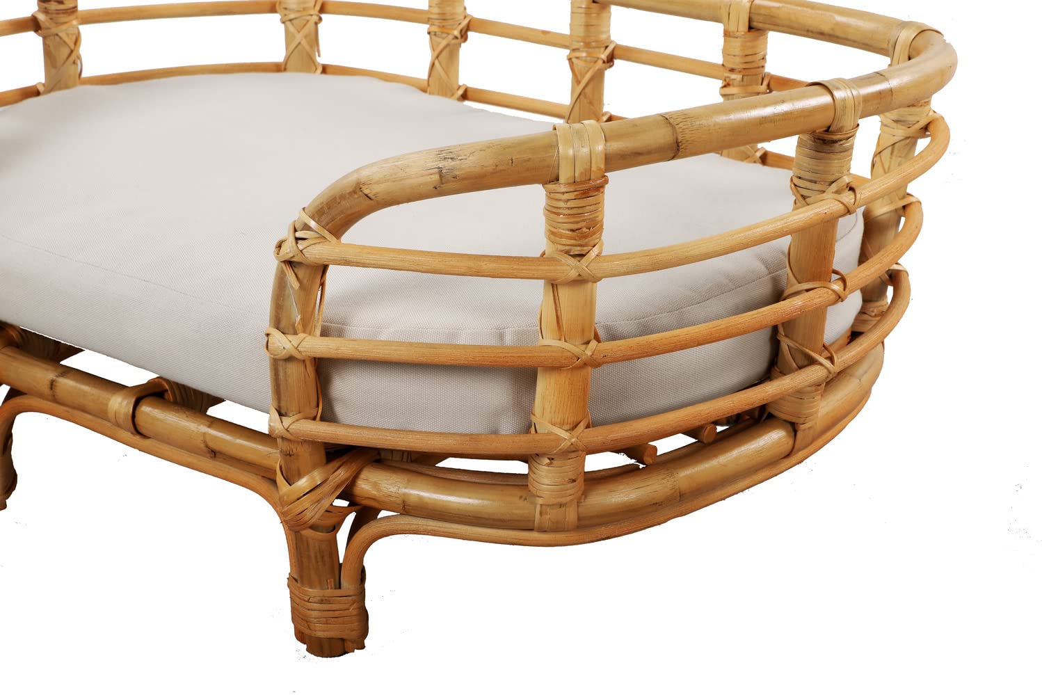 BEAU RIVAGE Panier Ovale Themis pour Chien et Chat en rotin Coussin Inclus, Taille M/L (15-25 kg)