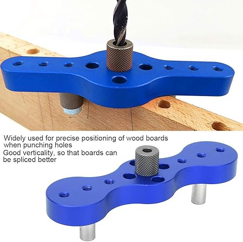 Miniatura 6 de Taladro de mano de plantilla de clavija de carpintería con herramienta de apertura de agujero de manga de metal de taladro de 680.394 in (azul)