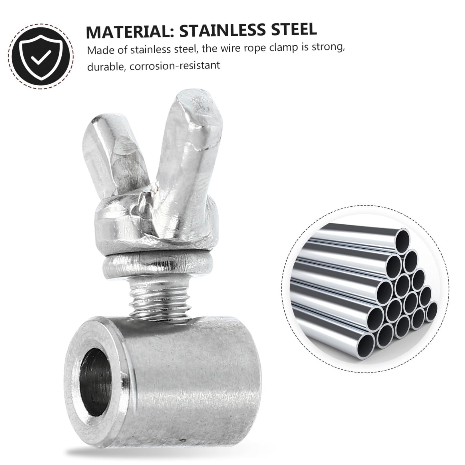 Veemoon 8pcs Stainless Steel Wire Rope Butterfly Buckle Clamps for 2-4mm Cable Crimping Tool