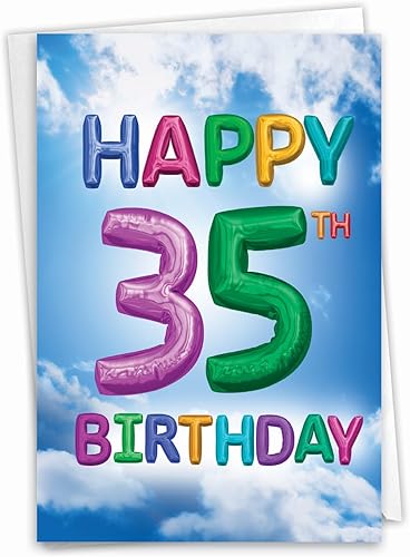 Miniatura 7 de NobleWorks Tarjeta de felicitación de cumpleaños de 35 hitos con sobre de 5 x 7 pulgadas (1 tarjeta) número pastel 35 C10125MBG