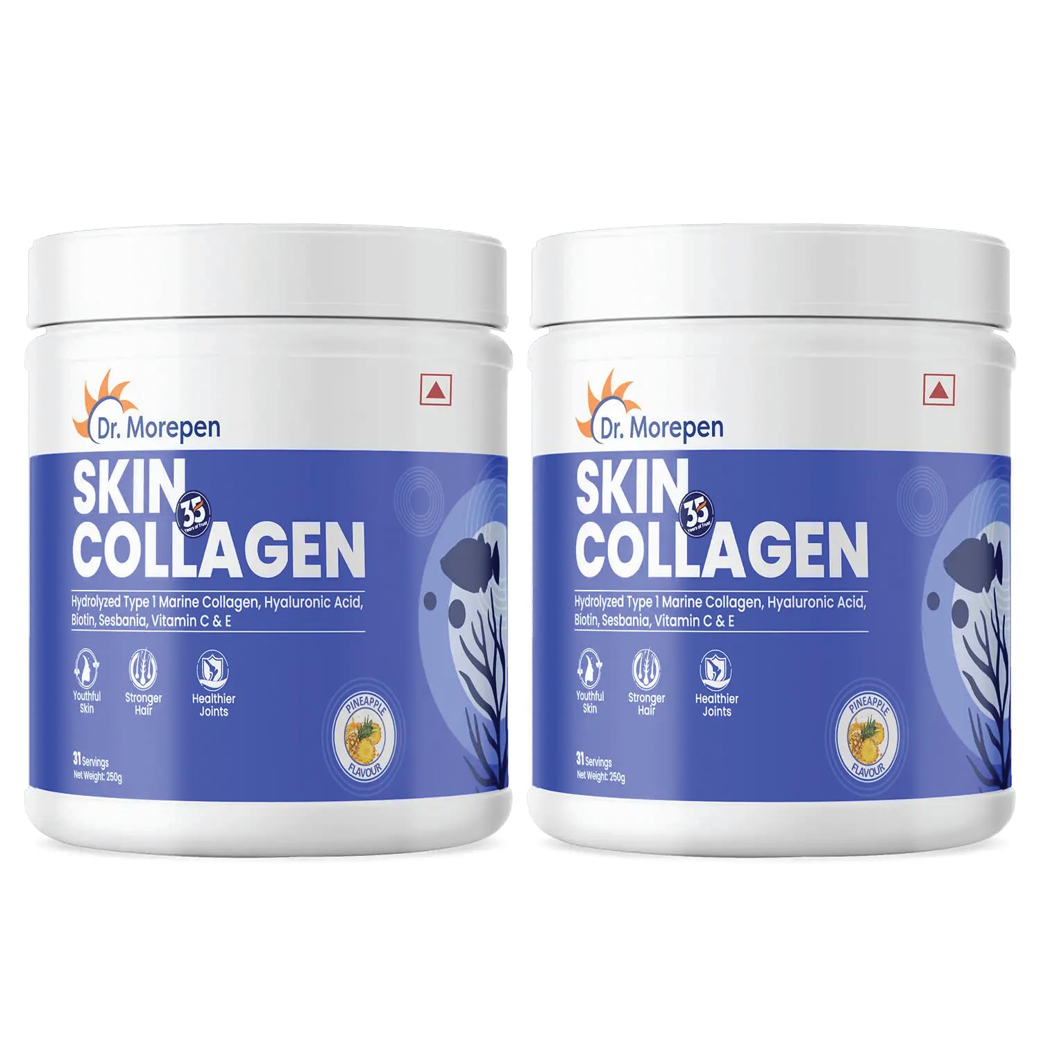 DR. MOREPEN Marine Collagen Skin Protein Powder With Hyaluronic Acid, Vitamin C, Sesabania & Biotin For Healthy Skin | Pineapple Flavour | 250g Pack of 2 (B0CK24NF9M) Amazon Price History, Amazon Price Tracker