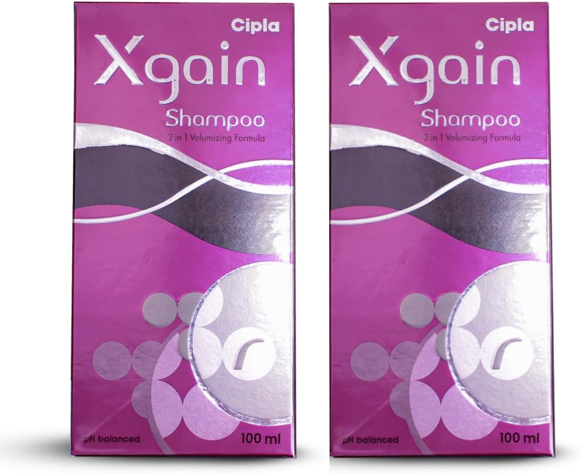 Cipla Xgain Shampoo | 2 in 1 Volumizing Formula | pH Balanced | Enhance Hair Volume and Shine | 100 ML (Pack of 2)