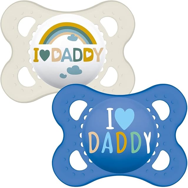 MAM Style 0+ Months (Pack of 2), Baby Soothers with Self Sterilising Travel Case, Newborn Essentials, Blue (Designs May Vary)