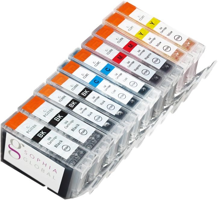 Sophia Global Compatible Ink Cartridge Replacement for Canon PGI-5 and CLI-8 (2 Large Black, 2 Small Black, 2 Cyan, 2 Magenta, and 2 Yellow)