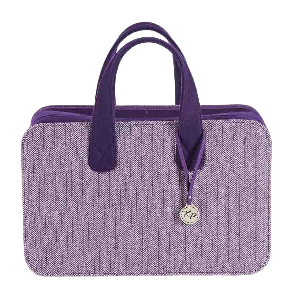 KnitPro Snug Doctor Tasche mit rechteckigem Design, zur Aufbewahrung von Zubehör, gefütterter Stoff, lila, 38 x 24 x 15 cm