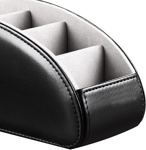 Miniatura 5 de Arniche Soporte de control remoto de cuero, organizador remoto con 5 compartimentos, mesita de noche o organizador de escritorio para TV, DVD,