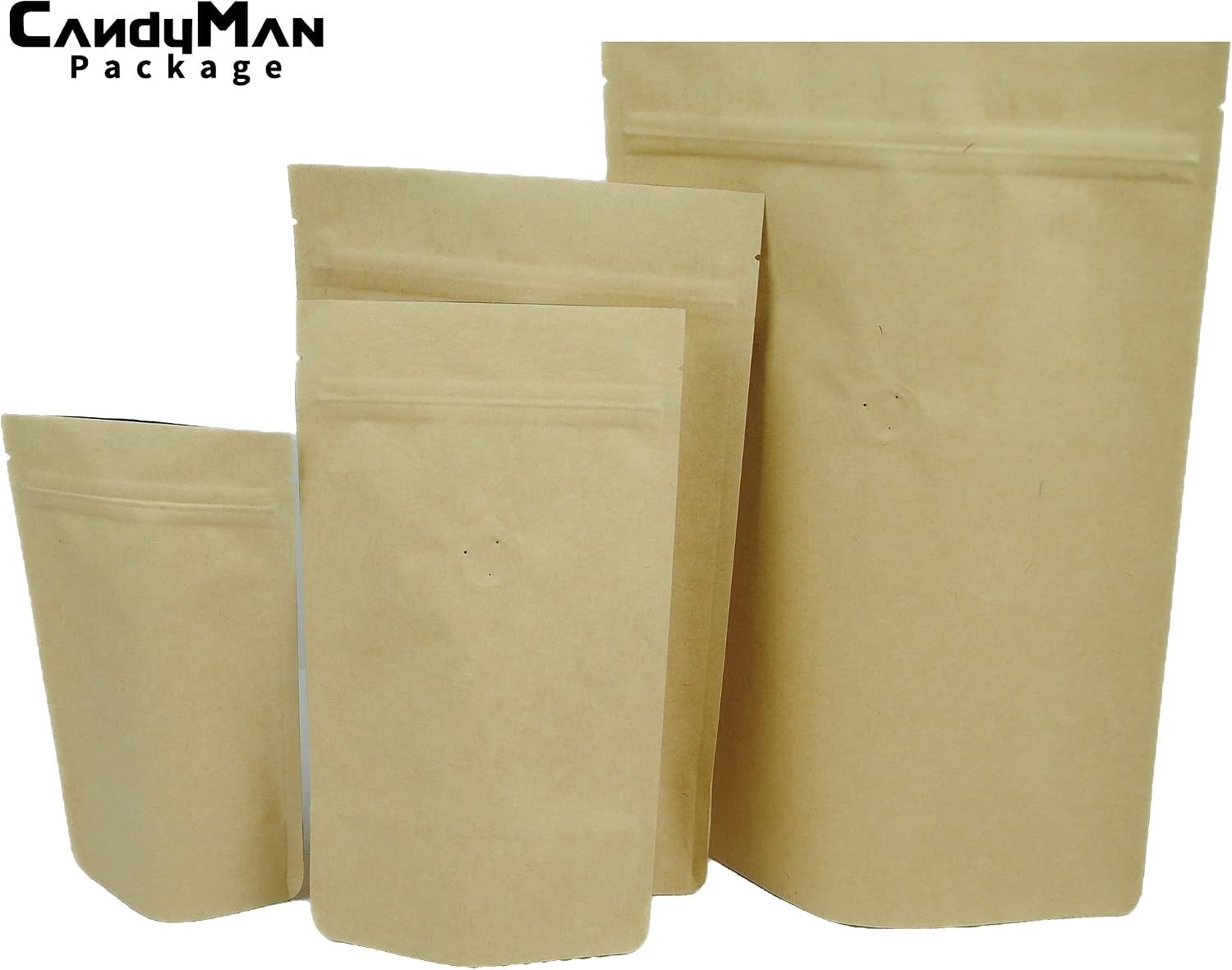 Light Kraft Paper Stand up Zipper Pouch for Coffee Bean with Degassing One Way Valve(25pcs) (4oz/120g)