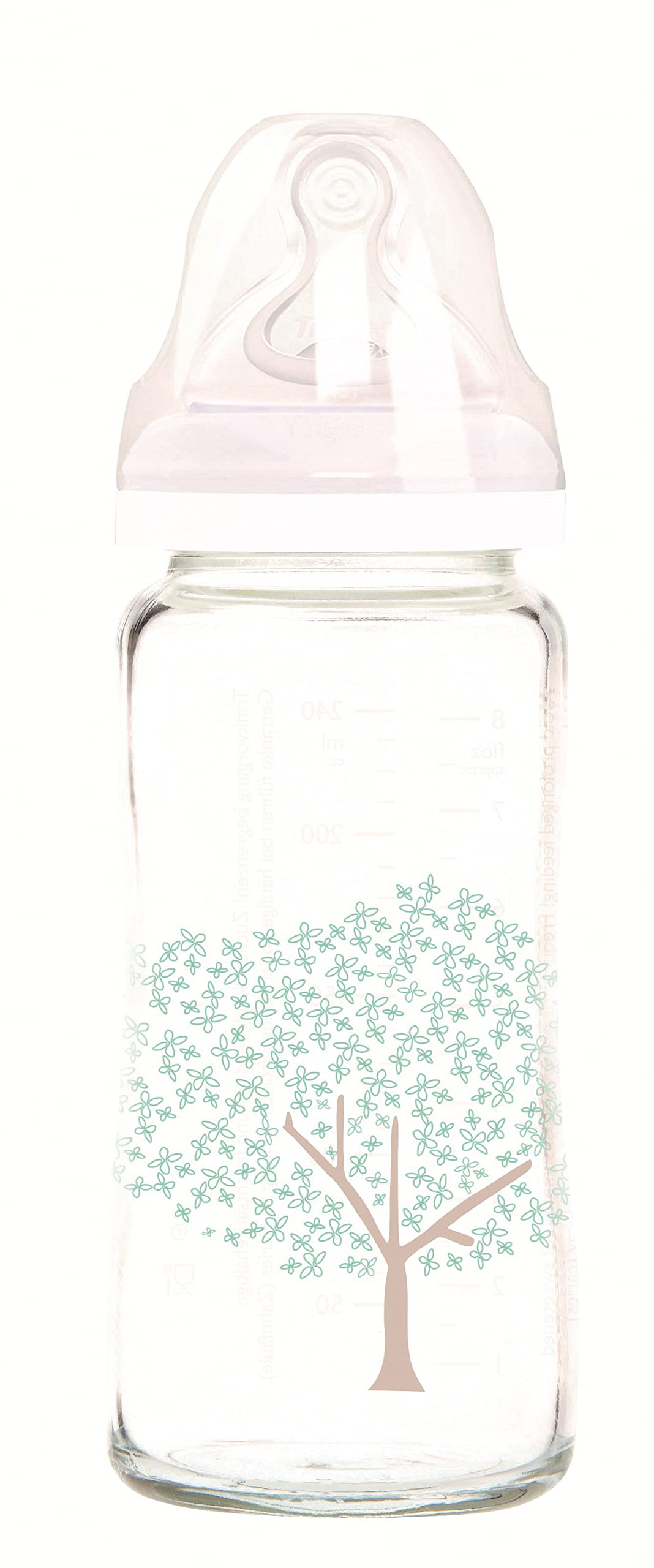 TIGEX TRANSITION+ WIDE NECK FEEDING BOTTLE 240ML GLASS SILICONE TEAT 0-6M INFANT MILK