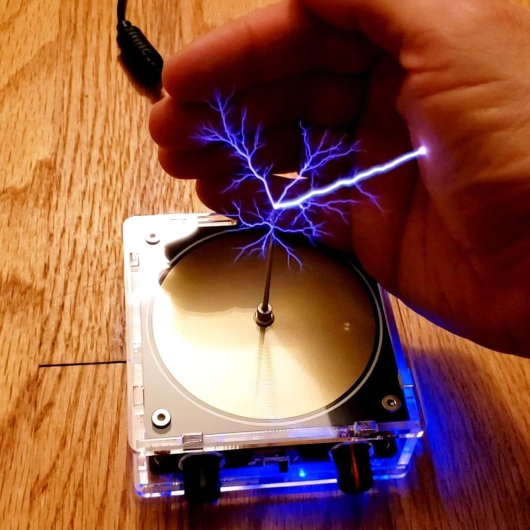Bluetooth Music Tesla Coil, Solid State SSTC Artificial Lightning Plasma Loudspeaker Arc Generator, Wireless Transmission Teaching Demonstration Experiment Model, Diameter of 4.17", Black